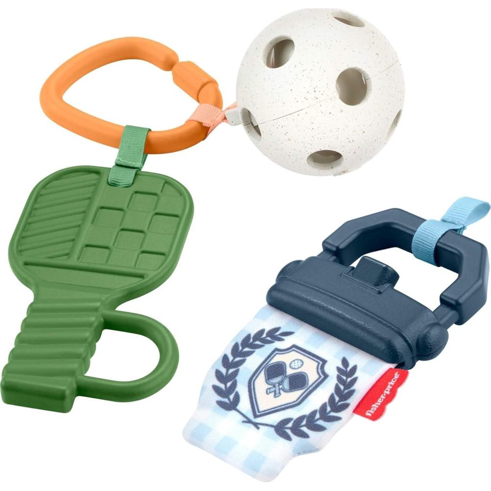 imageFisherPrice Baby Toys Mini Me Moments Lets Play Pickleball Set 3 SportsThemed Sensory Activities for Newborns Ages 3 Months