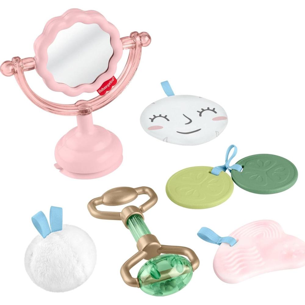 imageFisherPrice Baby Toys Mini Me Moments SelfCare Sensory Set 6Piece Rattle ampamp Teether Activities for Newborns Ages 3 MonthsSelf Care Set