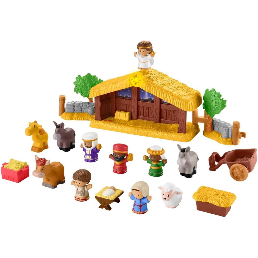 imageFisherPrice Little People Toddler Toy Nativity Set with Music Lights ampamp 18 Pieces for Christmas Pretend Play Kids Ages 1 Years