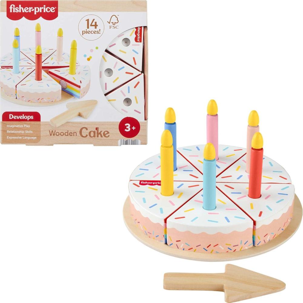 imageFisherPrice Wood Pretend Play Toy Fruit Pie Tiny Garden 16Piece Wooden Food Puzzle Set for Preschool Kids Ages 3 Years Amazon ExclusiveCake