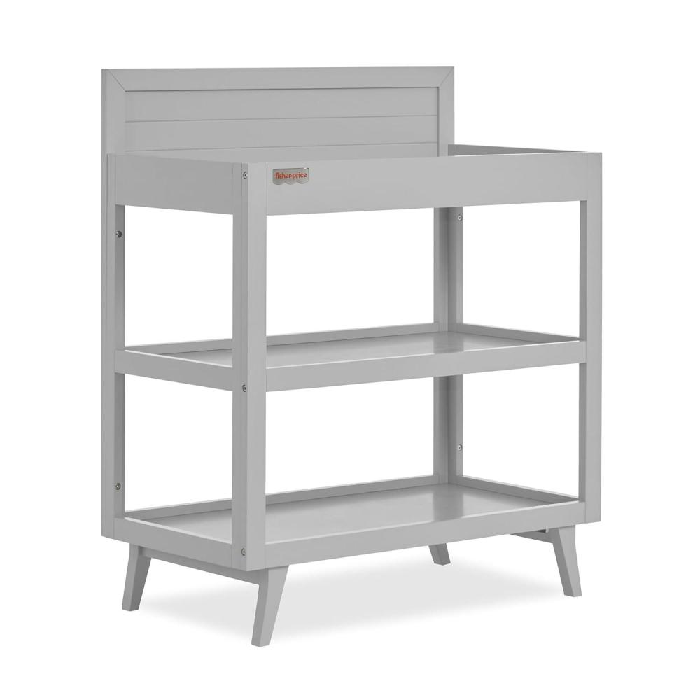 imageFisherPrice by Dream On Me Sanibel Changing Table in Pebble Grey with a 37 Thick Changing pad and Two Sturdy Shelves