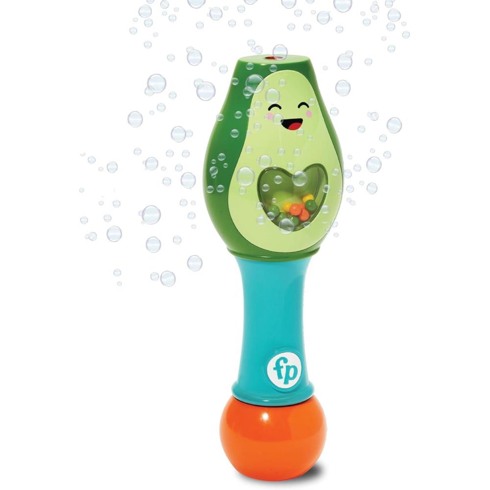 imageLittle Kids FisherPrice Toddler Toy Shake and Go Bubble Maraca 2in1 No Spill Bubble Wand and Musical Toy Maraca Ages 18 Months Includes 4oz of NonToxic Bubble Solution