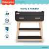 Fisher Price by Dream On Me Baby Changing Table, Matte Black Vintage Oak – Greenguard Gold & JPMA Certified, Wooden Nursery Dresser with Storage Shelves – Compact, Sturdy & Easy-to-Clean Design(Matte Black Vintage Oak)