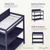 Fisher Price by Dream On Me Baby Changing Table, Matte Black Vintage Oak – Greenguard Gold & JPMA Certified, Wooden Nursery Dresser with Storage Shelves – Compact, Sturdy & Easy-to-Clean Design(Navy)