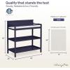 Fisher Price by Dream On Me Baby Changing Table, Matte Black Vintage Oak – Greenguard Gold & JPMA Certified, Wooden Nursery Dresser with Storage Shelves – Compact, Sturdy & Easy-to-Clean Design(Navy)