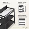 Fisher Price by Dream On Me Baby Changing Table, Matte Black Vintage Oak – Greenguard Gold & JPMA Certified, Wooden Nursery Dresser with Storage Shelves – Compact, Sturdy & Easy-to-Clean Design(Matte Black)