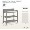 Fisher Price by Dream On Me Baby Changing Table, Matte Black Vintage Oak – Greenguard Gold & JPMA Certified, Wooden Nursery Dresser with Storage Shelves – Compact, Sturdy & Easy-to-Clean Design(Storm Grey)