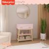 Fisher Price by Dream On Me Baby Changing Table, Matte Black Vintage Oak – Greenguard Gold & JPMA Certified, Wooden Nursery Dresser with Storage Shelves – Compact, Sturdy & Easy-to-Clean Design(Blush Pink)