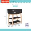 Fisher Price by Dream On Me Baby Changing Table, Matte Black Vintage Oak – Greenguard Gold & JPMA Certified, Wooden Nursery Dresser with Storage Shelves – Compact, Sturdy & Easy-to-Clean Design(Matte Black Vintage Oak)