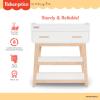 Fisher Price by Dream On Me Baby Changing Table, Matte Black Vintage Oak – Greenguard Gold & JPMA Certified, Wooden Nursery Dresser with Storage Shelves – Compact, Sturdy & Easy-to-Clean Design(Vintage White Oak)