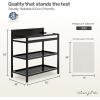 Fisher Price by Dream On Me Baby Changing Table, Matte Black Vintage Oak – Greenguard Gold & JPMA Certified, Wooden Nursery Dresser with Storage Shelves – Compact, Sturdy & Easy-to-Clean Design(Black)