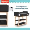Fisher Price by Dream On Me Baby Changing Table, Matte Black Vintage Oak – Greenguard Gold & JPMA Certified, Wooden Nursery Dresser with Storage Shelves – Compact, Sturdy & Easy-to-Clean Design(Matte Black Vintage Oak)