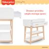 Fisher Price by Dream On Me Baby Changing Table, Matte Black Vintage Oak – Greenguard Gold & JPMA Certified, Wooden Nursery Dresser with Storage Shelves – Compact, Sturdy & Easy-to-Clean Design(Vintage White Oak)