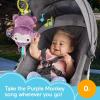 Fisher-Price Baby Stroller Toy Sing & Go Purple Monkey Musical Sensory Plush with Crinkle & Clackers for Newborns from Birth+(Monkey)