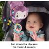 Fisher-Price Baby Stroller Toy Sing & Go Purple Monkey Musical Sensory Plush with Crinkle & Clackers for Newborns from Birth+(Monkey)