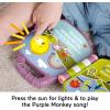 Fisher-Price Baby Toy Purple Monkey Musical Storybook with Lights & Sounds for Infants & Toddlers Ages 6+ Months