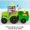 Fisher-Price Little People Toddler Toy Push & Play Tractor Push-Along Musical Farm Vehicle with 2 Figures for Pretend Play Kids Ages 1+ Years