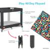 Fisher-Price Play All Day Portable Playard, ASTM Certified, Ideal for Babies & Toddler, One-Hand Fold, Breathable Mesh, Travel Playard with Carry Bag, Easy to Clean – Black(Rainbow Black)