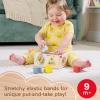 Fisher-Price Wood Baby Toy Flexi Shape Sorter, 7-Piece Wooden Activity with Elastic Bands for Infants & Toddlers Ages 9+ Months