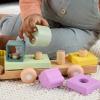 Fisher-Price Wood Baby Toy Stacking Train, 9-Piece Activity with Silicone & Wooden Blocks for Infants & Toddlers Ages 9+ Months