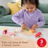 Fisher-Price Wood Kitchen Pretend Play Toy Pots & Pans Set, 19-Piece Playset Wooden, Metal & Fabric for Preschool Kids Ages 3+ Years(Charcuterie Board)