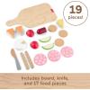 Fisher-Price Wood Kitchen Pretend Play Toy Pots & Pans Set, 19-Piece Playset Wooden, Metal & Fabric for Preschool Kids Ages 3+ Years(Charcuterie Board)