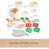 Fisher-Price Wood Kitchen Pretend Play Toy Pots & Pans Set, 19-Piece Playset Wooden, Metal & Fabric for Preschool Kids Ages 3+ Years(Pots & Pans)
