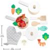 Fisher-Price Wood Kitchen Pretend Play Toy Pots & Pans Set, 19-Piece Playset Wooden, Metal & Fabric for Preschool Kids Ages 3+ Years(Pots & Pans)