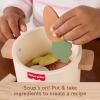 Fisher-Price Wood Kitchen Pretend Play Toy Pots & Pans Set, 19-Piece Playset Wooden, Metal & Fabric for Preschool Kids Ages 3+ Years(Veggie Soup)