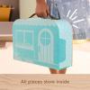 Fisher-Price Wood Pretend Play Toy Dollhouse Carry Along, 15-Piece Wooden Portable Playset for Travel Preschool Kids Ages 3+ Years