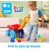 MEGA BLOKS First Builders Toddler Building Toy, Block Scooping Pull Wagon with 20 Pieces and Built-in Storage, Picks Up Blocks, Red, Kids Ages 1+(New Block Scooping Wagon)