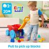 MEGA BLOKS First Builders Toddler Building Toy, Block Scooping Pull Wagon with 20 Pieces and Built-in Storage, Picks Up Blocks, Red, Kids Ages 1+(Old Block Scooping Wagon)