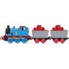 Thomas & Friends by Fisher-Price Collectible Toy Train, Small Die-Cast Mattel 80th Engine with Premium Deco & 2 Stock Cars with Red Crystal Cargo