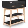 Fisher Price by Dream On Me Baby Changing Table, Matte Black Vintage Oak – Greenguard Gold & JPMA Certified, Wooden Nursery Dresser with Storage Shelves – Compact, Sturdy & Easy-to-Clean Design(Matte Black Vintage Oak)