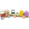 Fisher-Price Wood Baby Toy Stacking Train, 9-Piece Activity with Silicone & Wooden Blocks for Infants & Toddlers Ages 9+ Months
