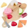 Fisher-Price Wood Kitchen Pretend Play Toy Pots & Pans Set, 19-Piece Playset Wooden, Metal & Fabric for Preschool Kids Ages 3+ Years(Charcuterie Board)