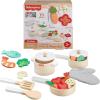 Fisher-Price Wood Kitchen Pretend Play Toy Pots & Pans Set, 19-Piece Playset Wooden, Metal & Fabric for Preschool Kids Ages 3+ Years(Pots & Pans)