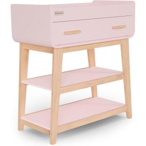 Fisher Price by Dream On Me Baby Changing Table, Matte Black Vintage Oak – Greenguard Gold & JPMA Certified, Wooden Nursery Dresser with Storage Shelves – Compact, Sturdy & Easy-to-Clean Design(Blush Pink)