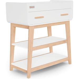 Fisher Price by Dream On Me Baby Changing Table, Matte Black Vintage Oak – Greenguard Gold & JPMA Certified, Wooden Nursery Dresser with Storage Shelves – Compact, Sturdy & Easy-to-Clean Design(Vintage White Oak)