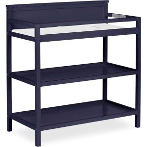 Fisher Price by Dream On Me Baby Changing Table, Matte Black Vintage Oak – Greenguard Gold & JPMA Certified, Wooden Nursery Dresser with Storage Shelves – Compact, Sturdy & Easy-to-Clean Design(Navy)