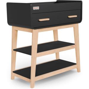 Fisher Price by Dream On Me Baby Changing Table, Matte Black Vintage Oak – Greenguard Gold & JPMA Certified, Wooden Nursery Dresser with Storage Shelves – Compact, Sturdy & Easy-to-Clean Design(Matte Black Vintage Oak)