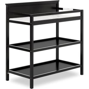 Fisher Price by Dream On Me Baby Changing Table, Matte Black Vintage Oak – Greenguard Gold & JPMA Certified, Wooden Nursery Dresser with Storage Shelves – Compact, Sturdy & Easy-to-Clean Design(Black)