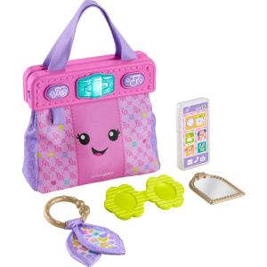 Fisher-Price Baby Learning Toy Laugh & Learn Purse, Going Places Bag with 4 Pretend Play Accessories for Infants & Toddlers Ages 6+ Months(Standard)