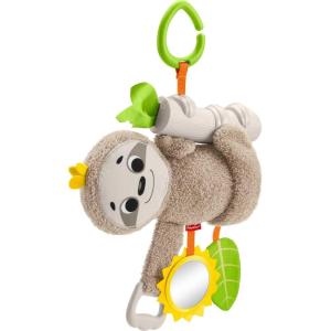 Fisher-Price Baby Stroller Toy Sing & Go Purple Monkey Musical Sensory Plush with Crinkle & Clackers for Newborns from Birth+(Sloth)