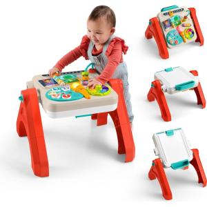 Fisher-Price Baby & Toddler Toy Laugh & Learn 4-in-1 Activity Table & Art Easel with Educational Music & Lights for Kids Ages 6+ Months