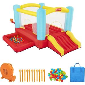 Fisher-Price Bouncemania Inflatable Mega Bouncer Bouncy House with 50 Play Balls, Multicolor