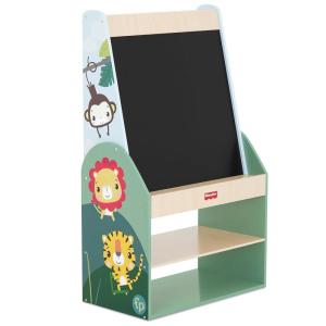 Fisher-Price Fauna Collection Wild Wonder Artist Center by Dream On Me, Jungle Print, Built-in Blackboard, Crafted with Durable Pinewood