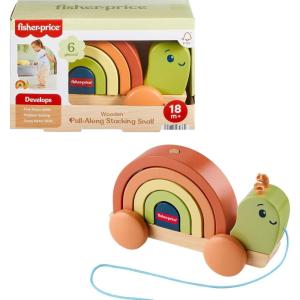 Fisher-Price Wood Toddler Toy Pull-Along Stacking Snail, Tiny Garden 6-Piece Wooden Activity for Motor Skill Development Kids Ages 18+ Months (Amazon Exclusive)