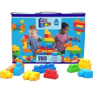 MEGA BLOKS First Builders Toddler Blocks Toys Set, Deluxe Building Bag with 150 Pieces and Storage, Creative Open-Ended Play, Blue, Ages 1+ Years (Amazon Exclusive)(1 pack (Deluxe Bag))