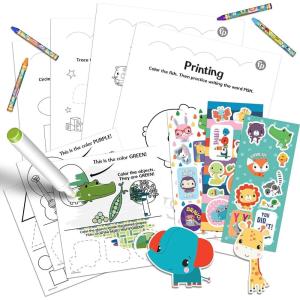 Mattel Fisher Price Imagine Ink Educational Early Learning Skills Box Set with Mess Free Workbooks, Mess Fress Marker, Stickers, Crayons and More